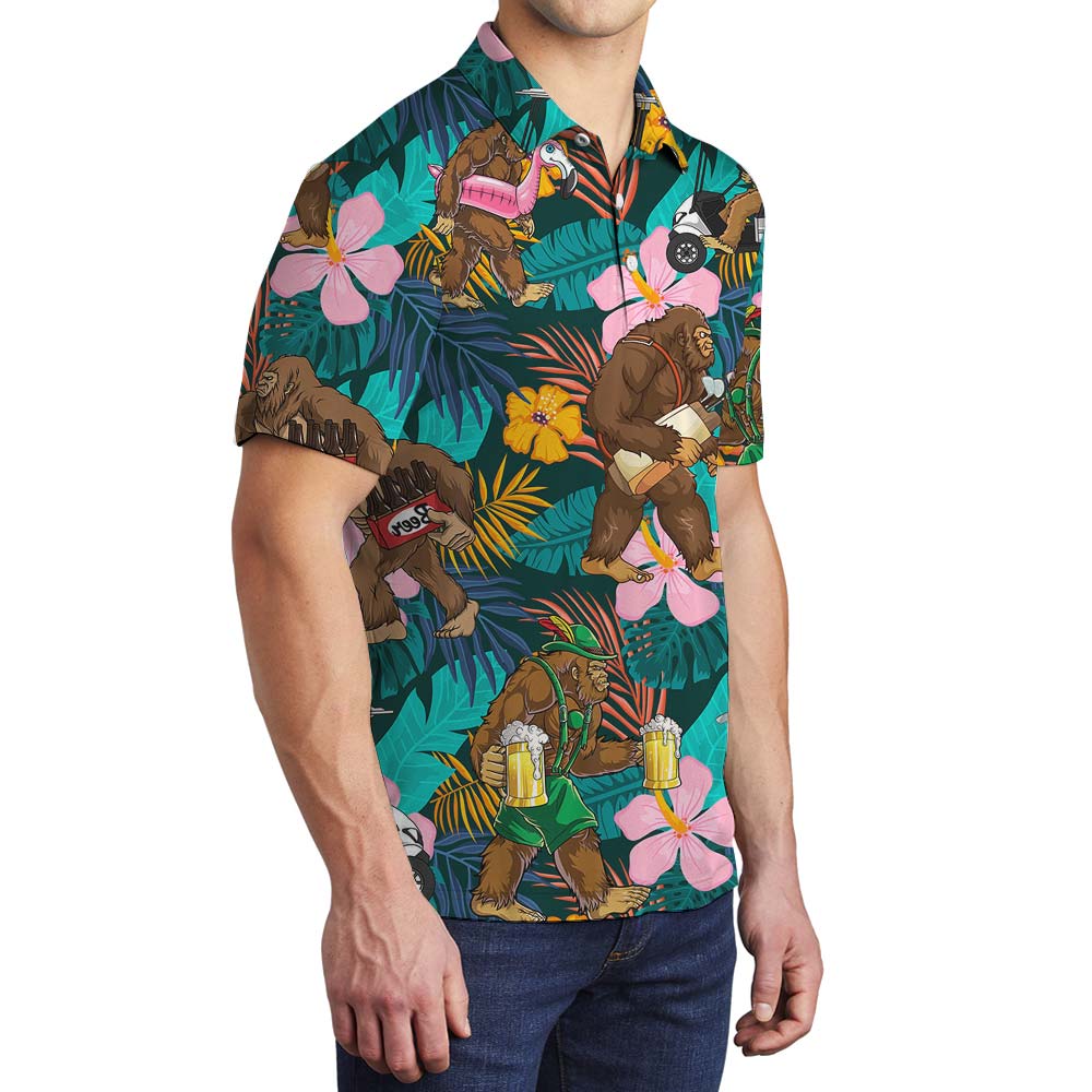 Hawaiian Flower Beer Summer Vacation Polo Men