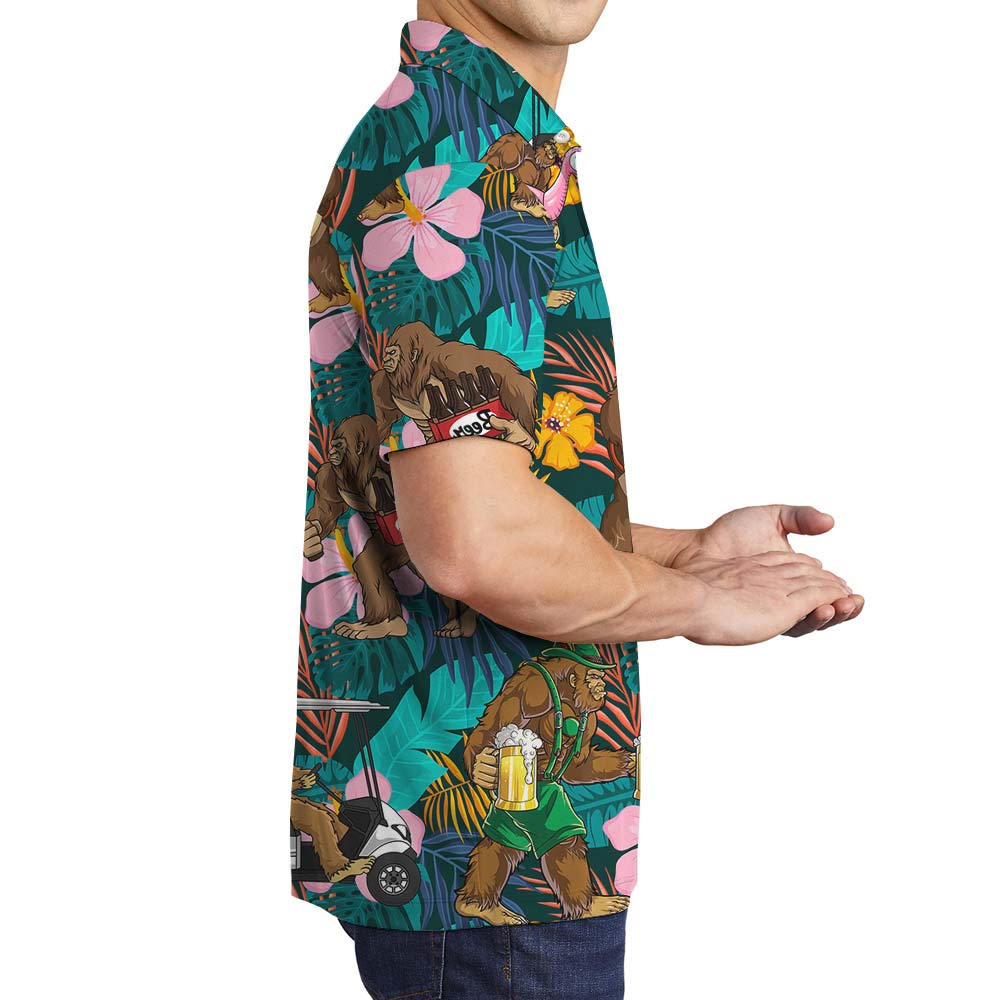 Hawaiian Flower Beer Summer Vacation Polo Men