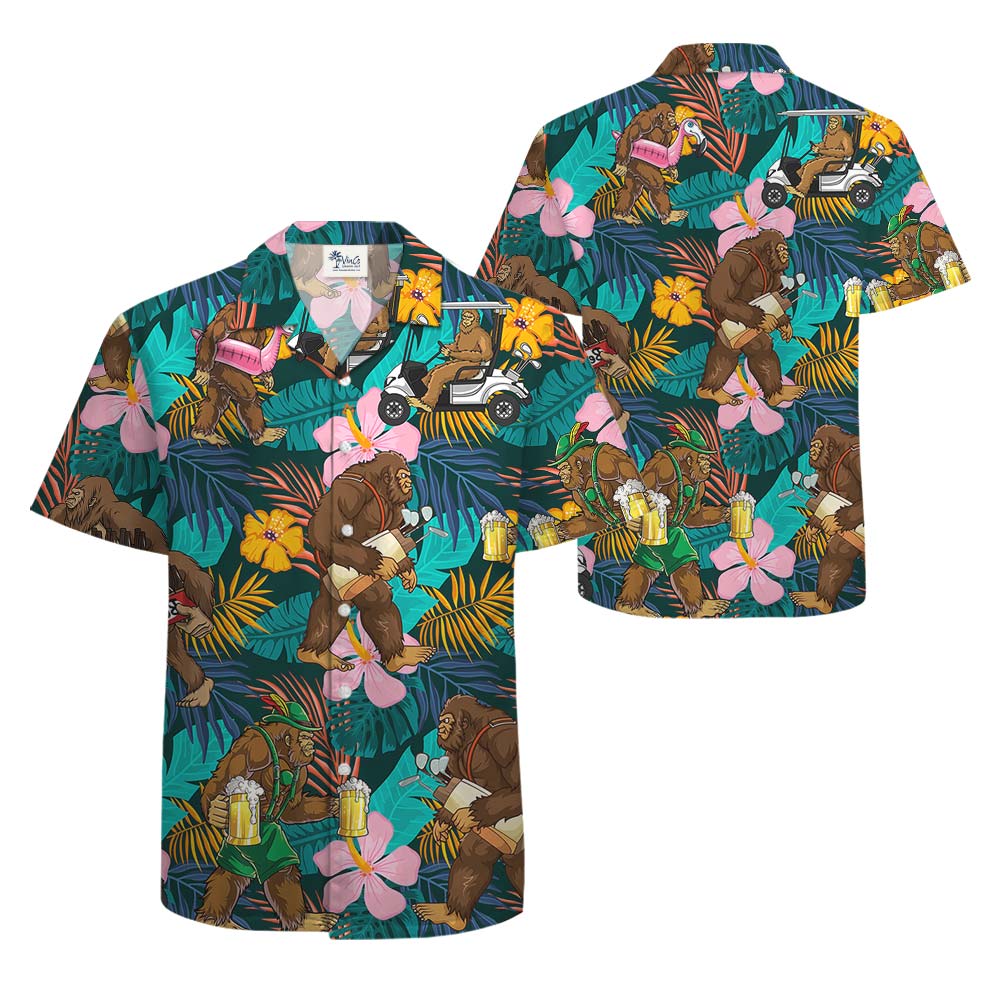 Tropical Summer Hawaiian Chimpanzee Shirt Men