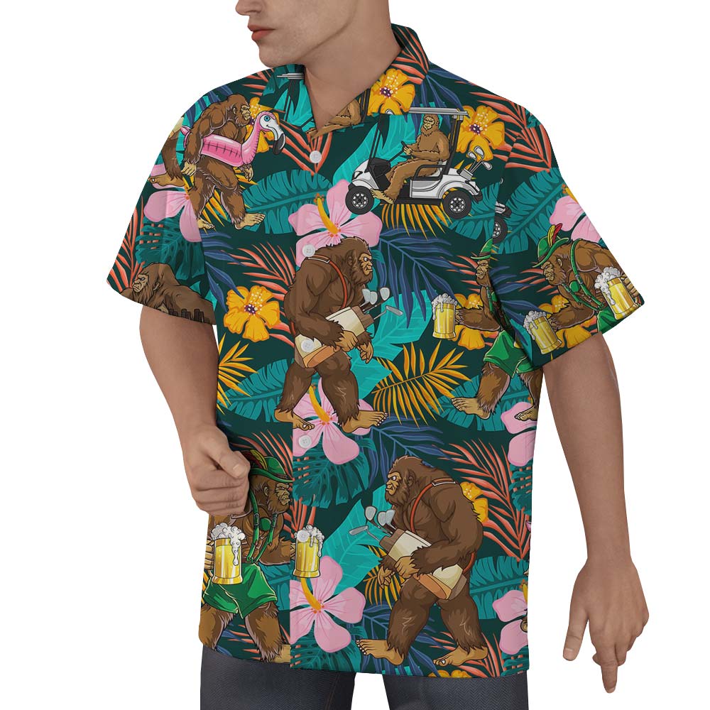 Tropical Summer Hawaiian Chimpanzee Shirt Men