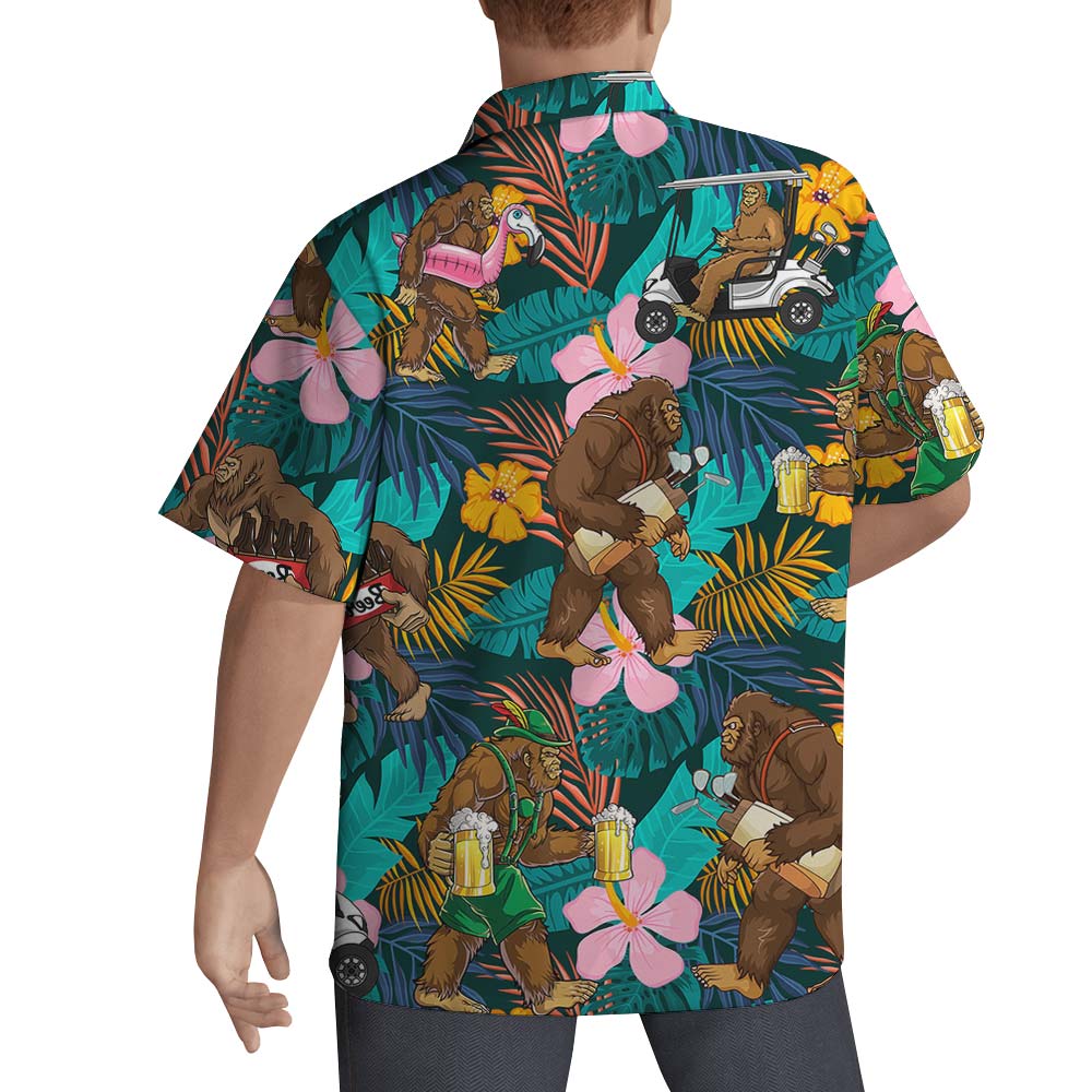 Tropical Summer Hawaiian Chimpanzee Shirt Men