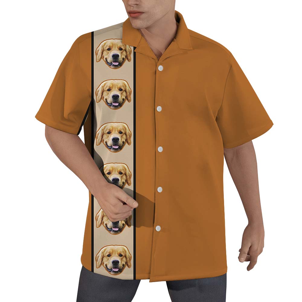 Hawaiian Customized Dog Face Brown Shirts Men - variant image 1