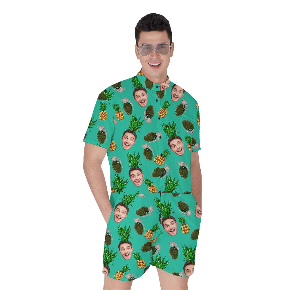 Hawaiian Face Custom Romper Men With Tropical Fruit Grenade - variant image 1