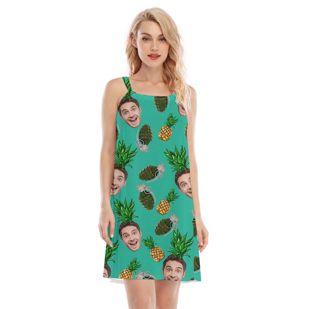 Customized Pineapple Face Tropical Hawaiian Cami Dress - variant image 1