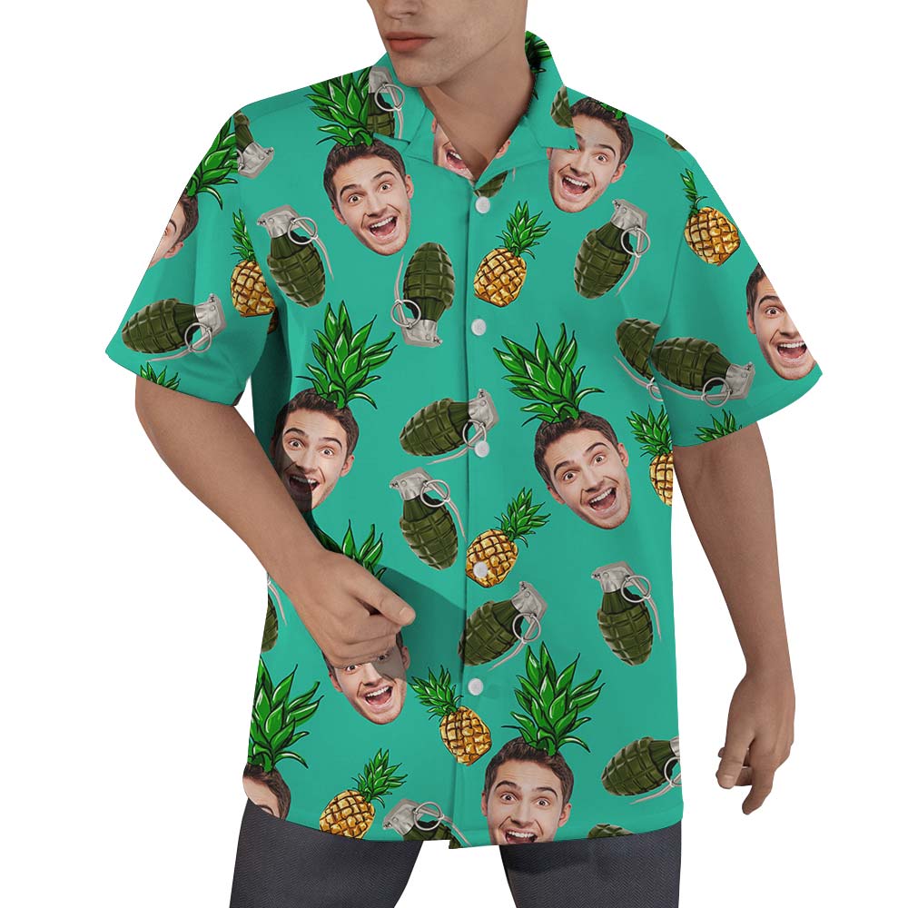 Hawaiian Customized Face Pineapple Grenade Shirts Men - variant image 1