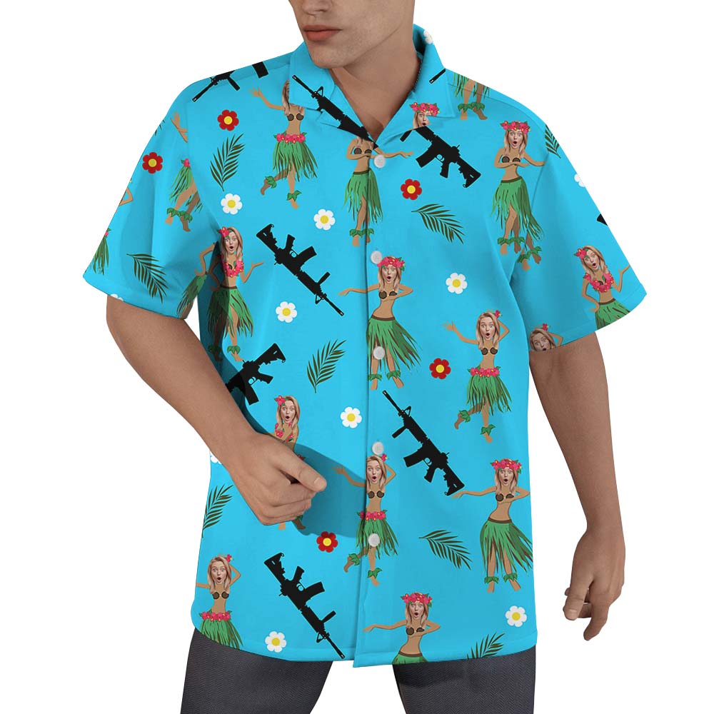 Personalized Hawaiian Gun Custom Face Shirts Men - variant image 1
