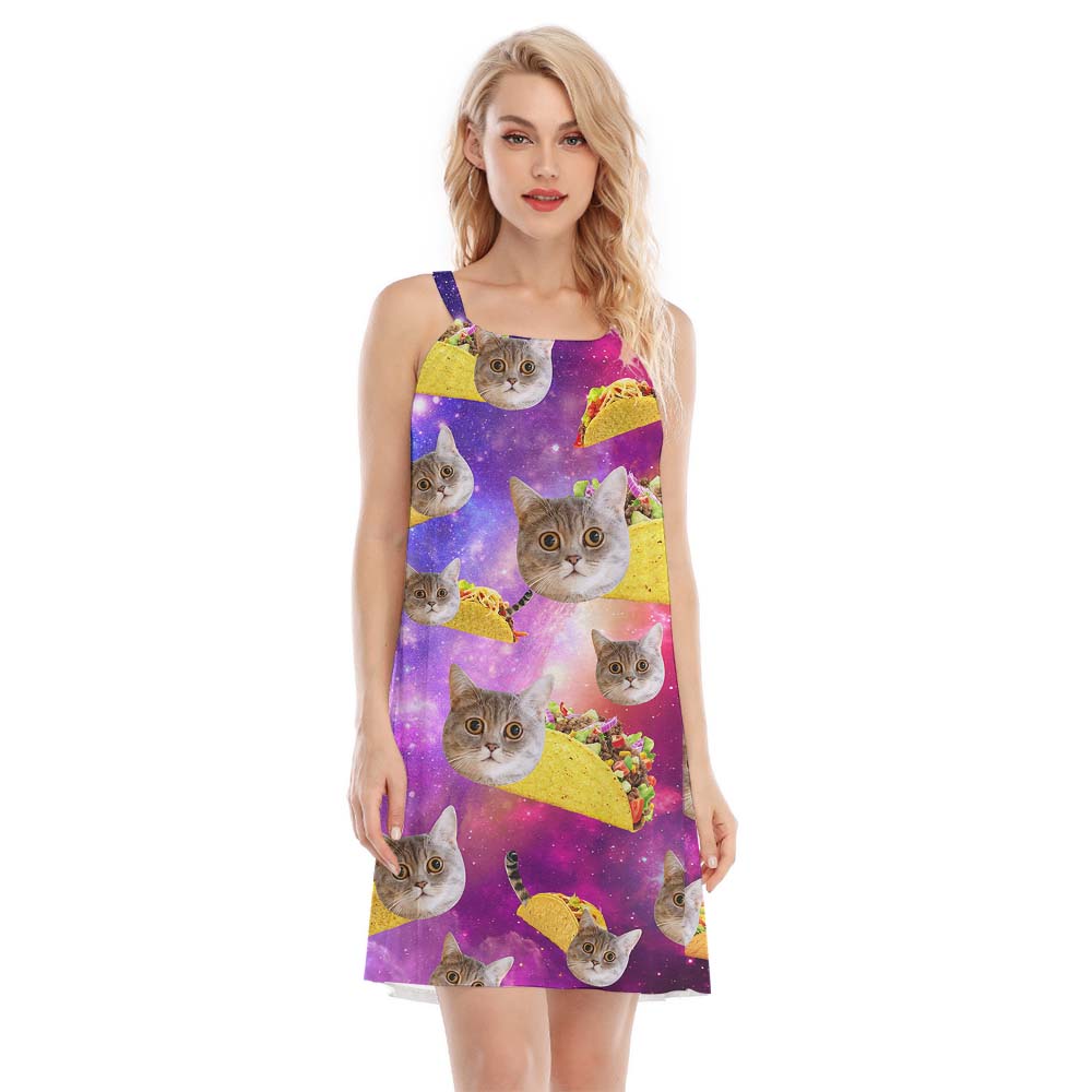 Custom Taco Cat Print Women's Cami Dress - variant image 1