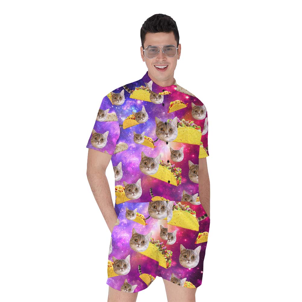 Custom Pet Face Taco Men's Romper - variant image 1