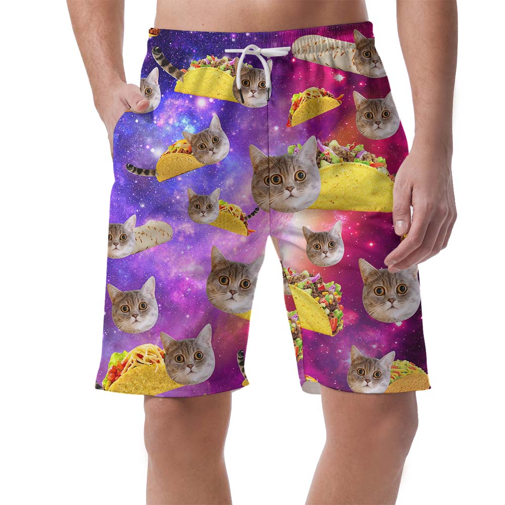 Custom Taco Cat Face Men's Hawaiian Shorts - variant image 1