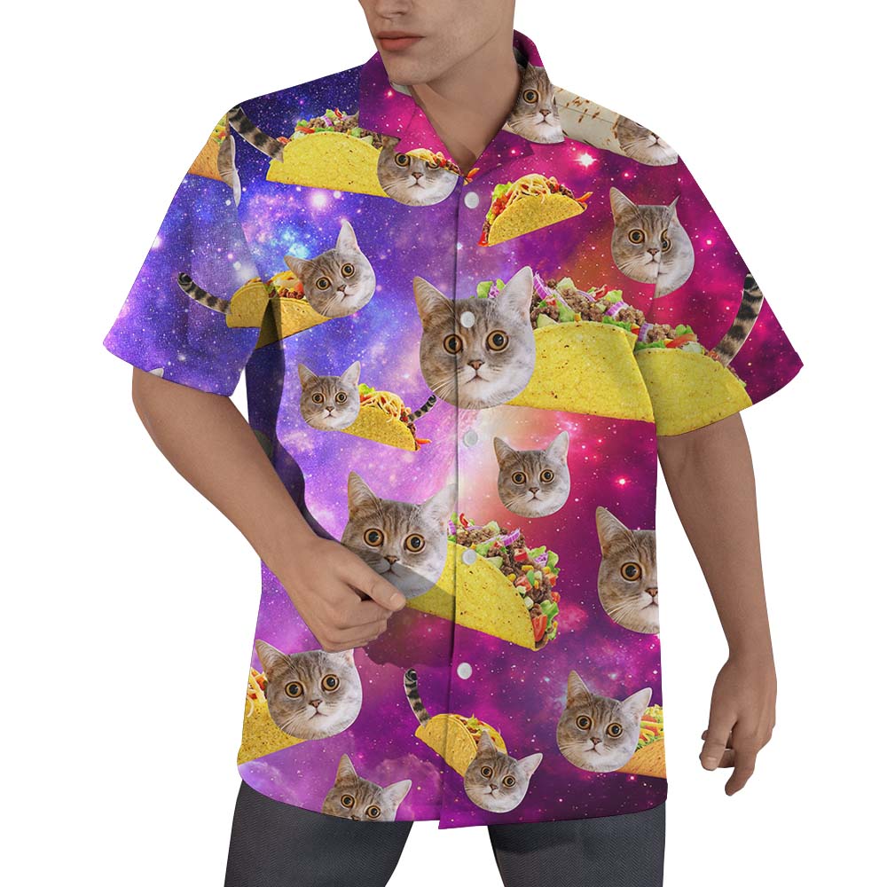 Custom Cat Face Taco Button Up Shirt - variant image 1