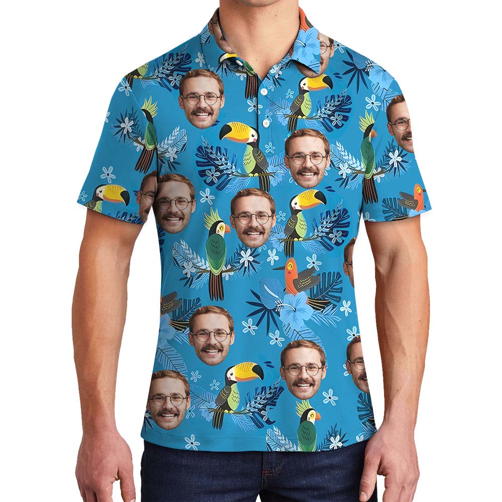 Personalized Tropical Toucan Men's Polo With Faces - variant image 1