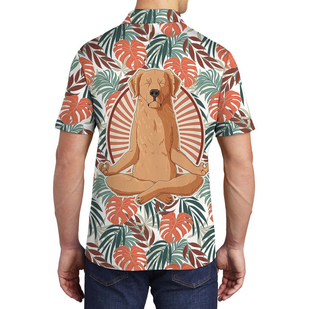Namaste Harmony Hound Hawaiian Men Polo Shirt for Dog Lovers - variant image 1