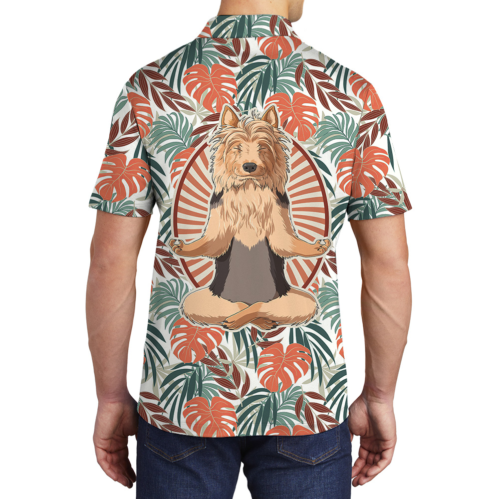 Yoga Yorkie Hawaiian Men Polo Shirt for Dog Lovers - variant image 1