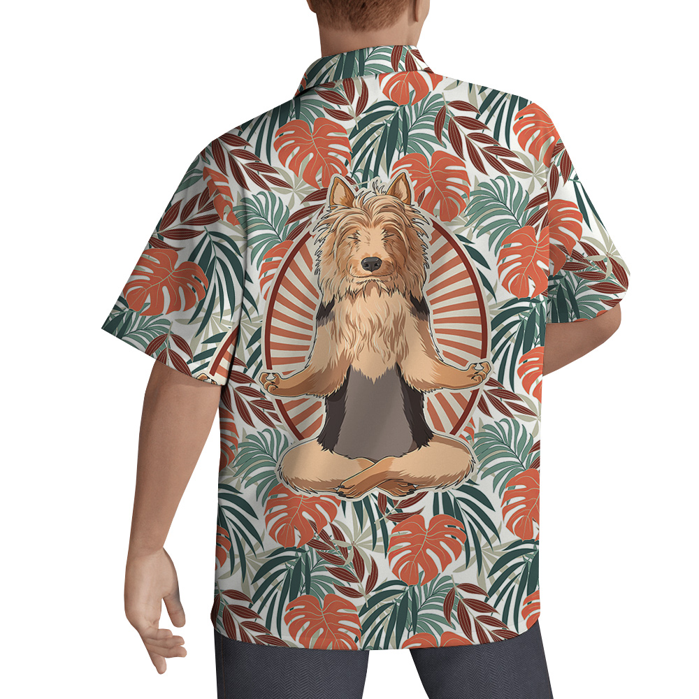 Mindfulness Yorkie Meditation Hawaiian Men Shirt for Dog Lovers - variant image 1