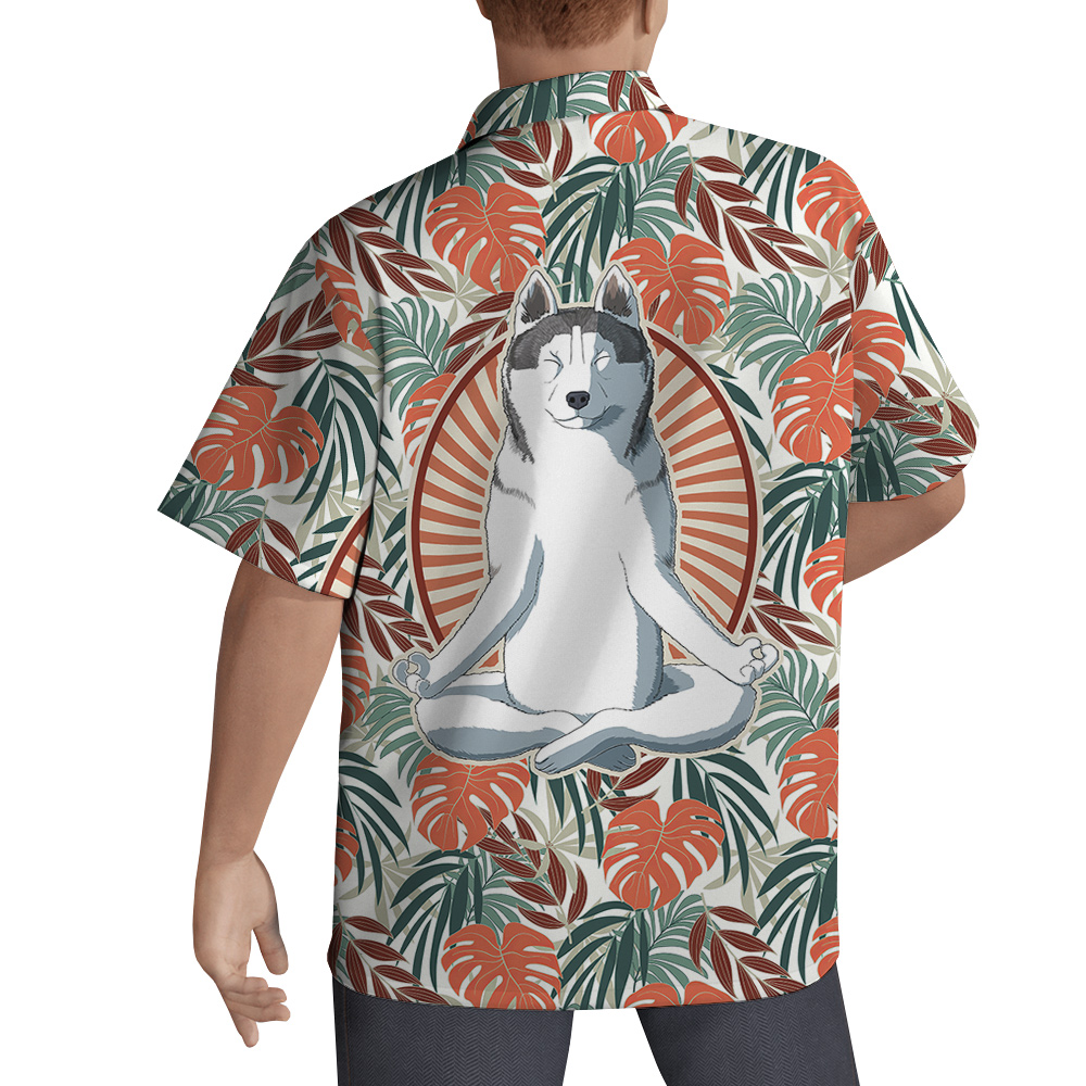 Husky Meditation Hawaiian Men Shirt for Dog Lovers - variant image 1
