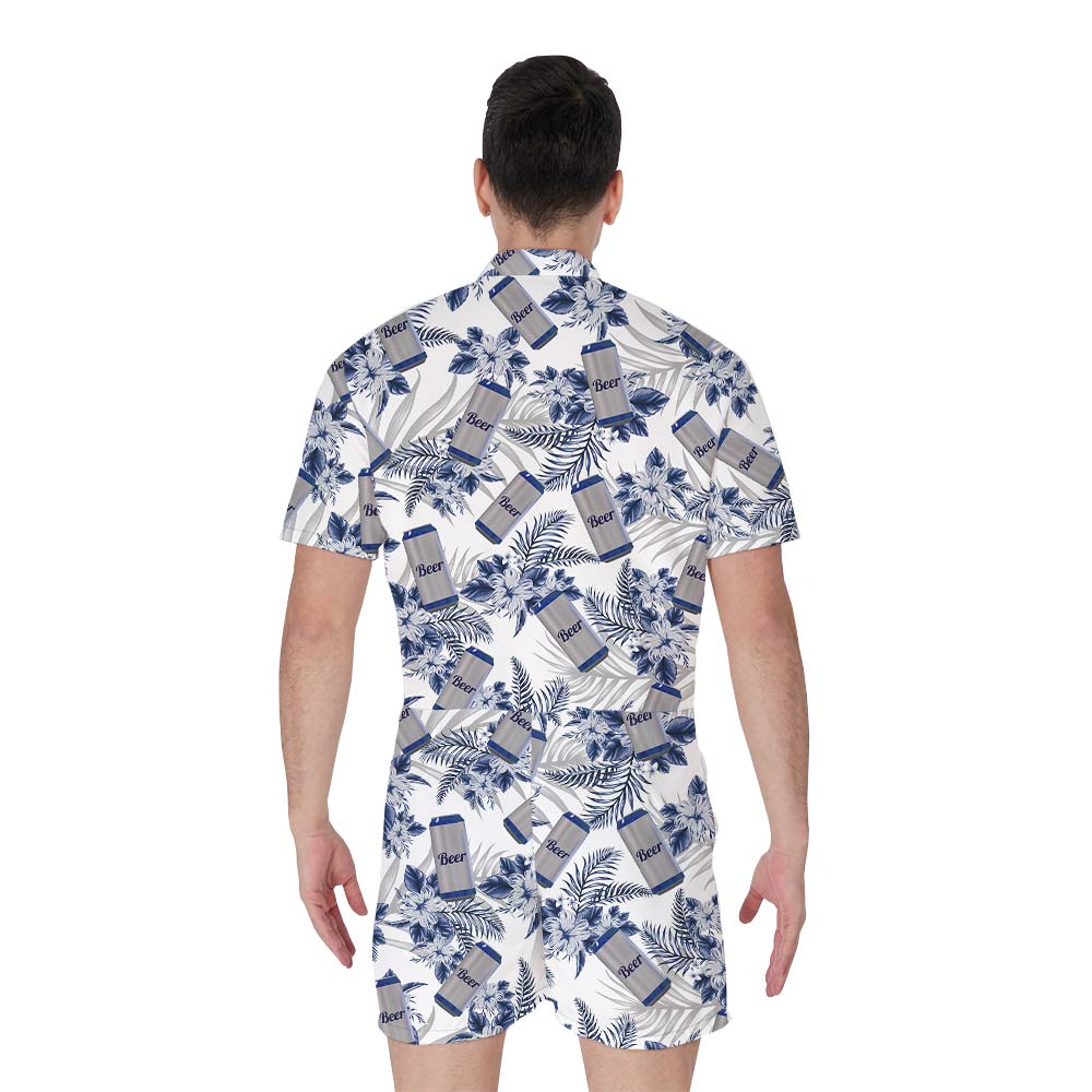 Hawaiian Romper Men Tropical Beer Can