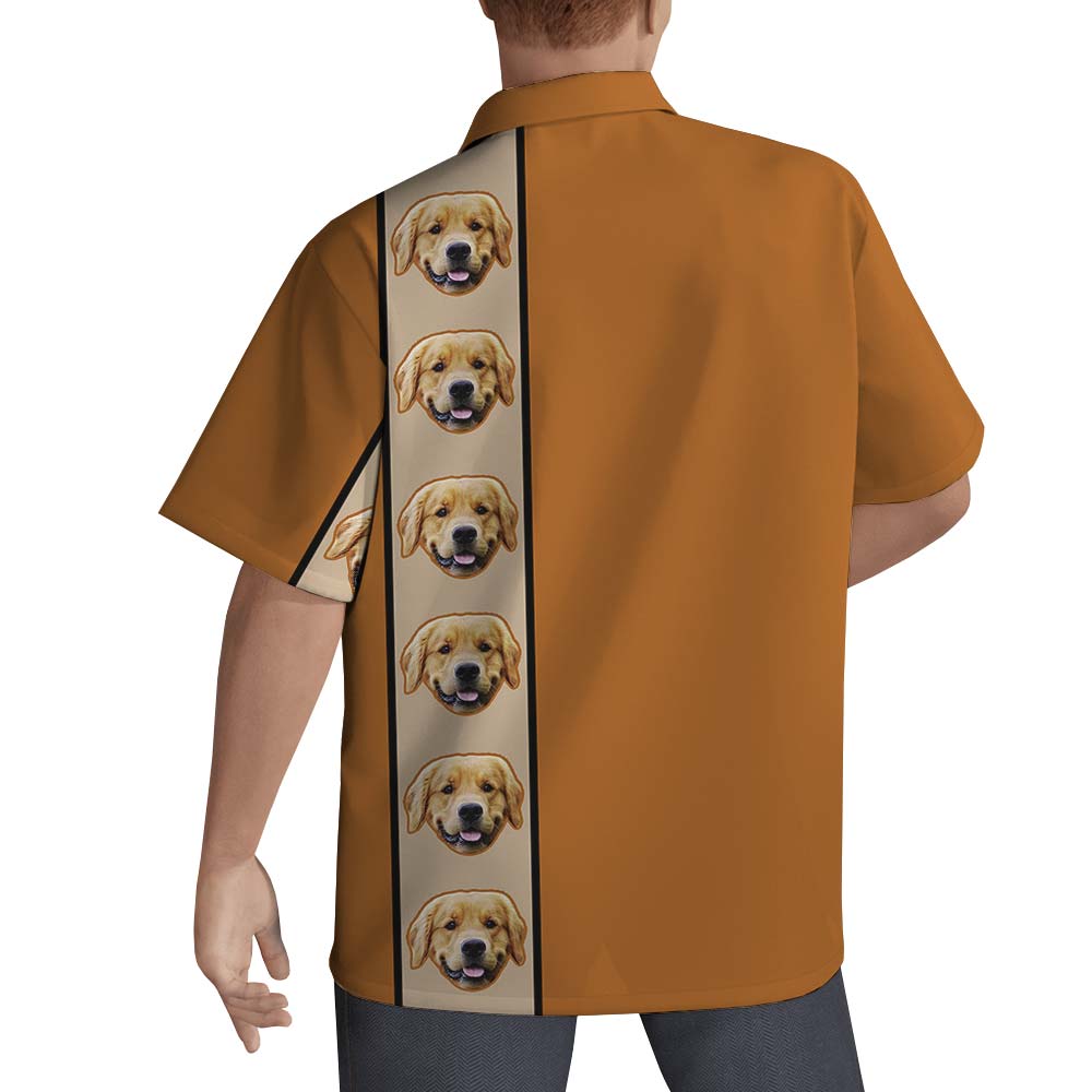 Hawaiian Customized Dog Face Brown Shirts Men