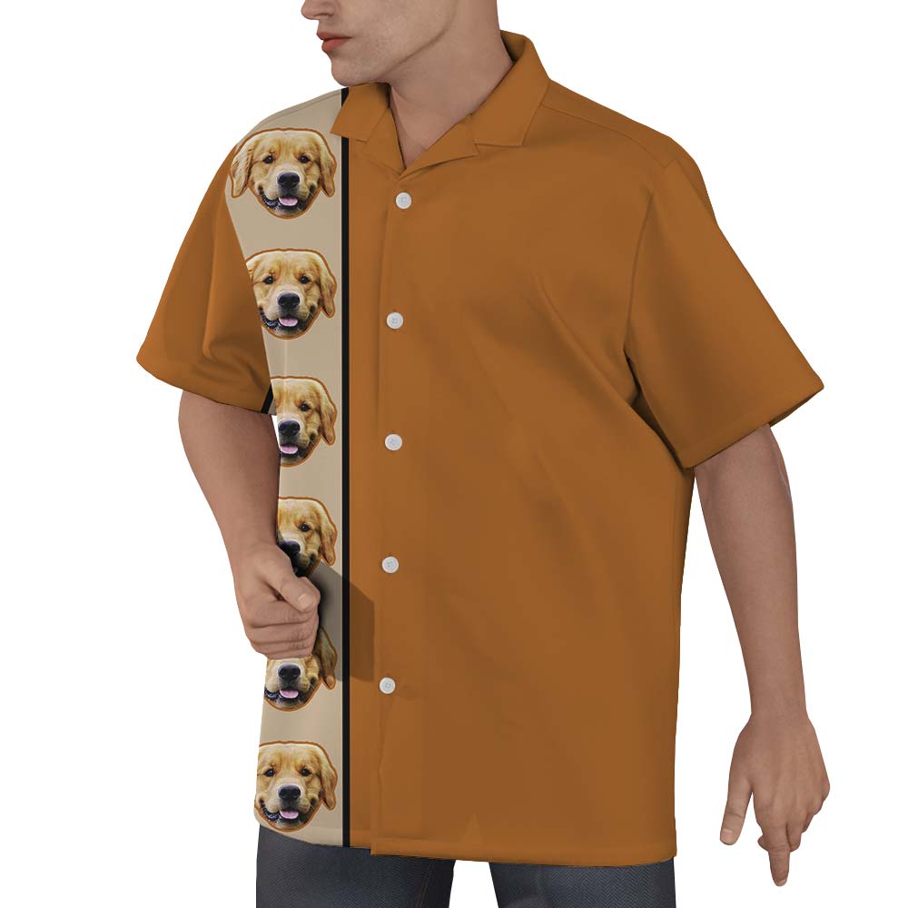 Hawaiian Customized Dog Face Brown Shirts Men