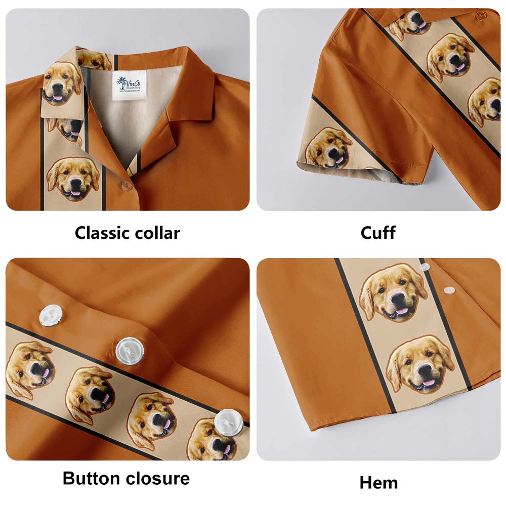 Hawaiian Customized Dog Face Brown Shirts Men