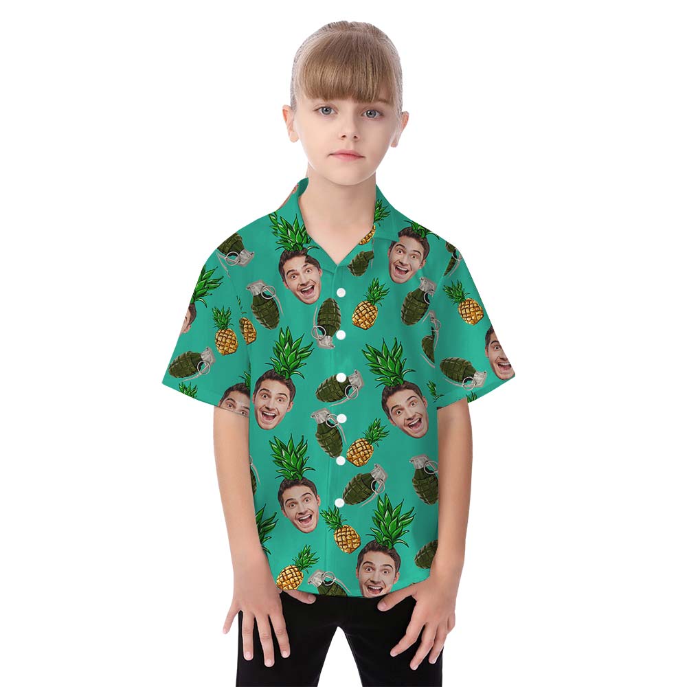 Hawaiian Personalize Face Custom Pineapples Family Matching