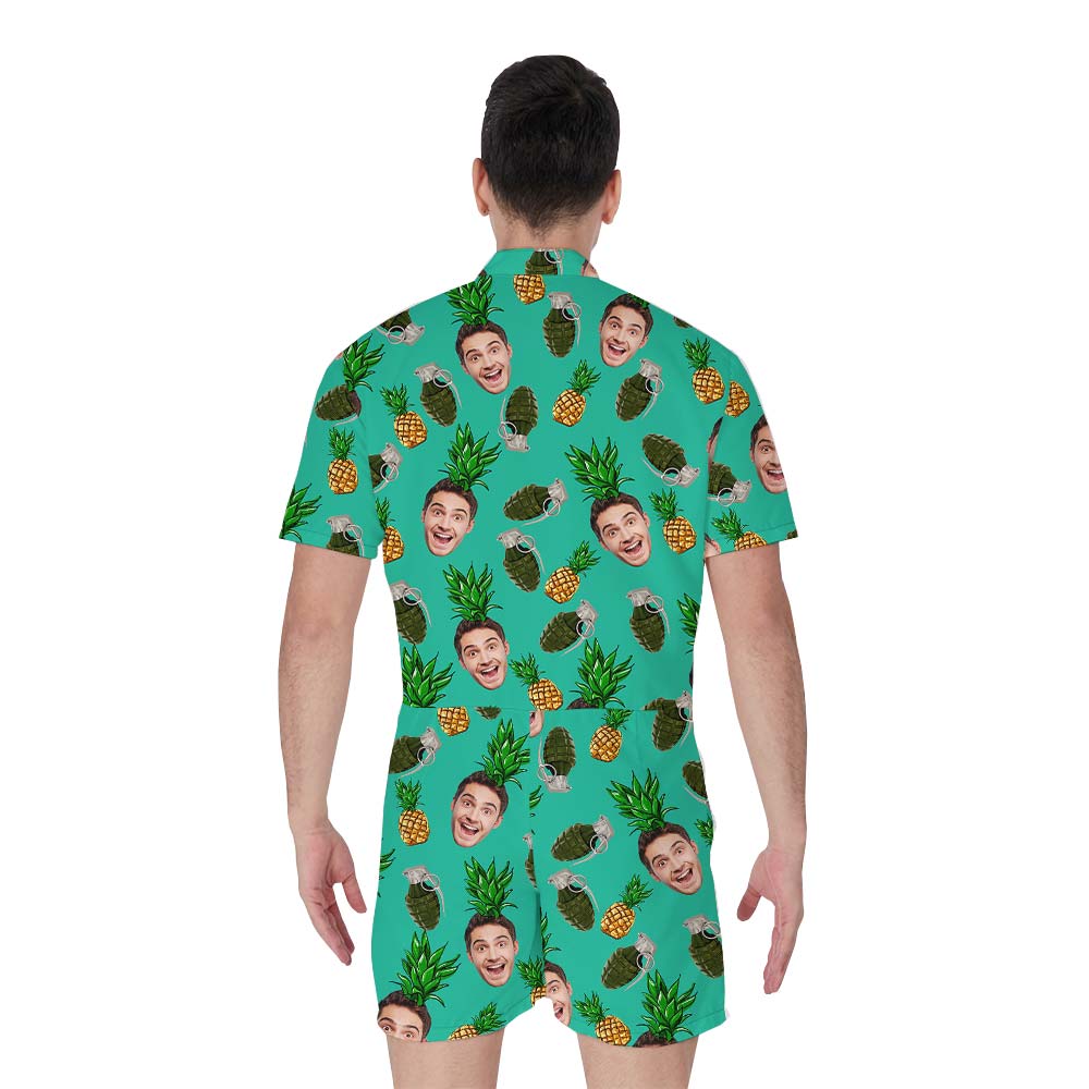 Hawaiian Face Custom Romper Men With Tropical Fruit Grenade