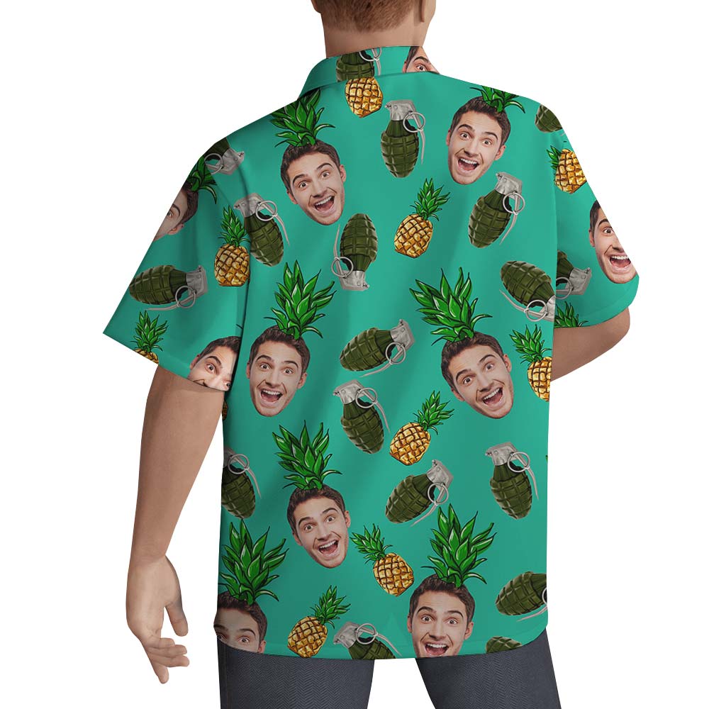 Hawaiian Customized Face Pineapple Grenade Shirts Men