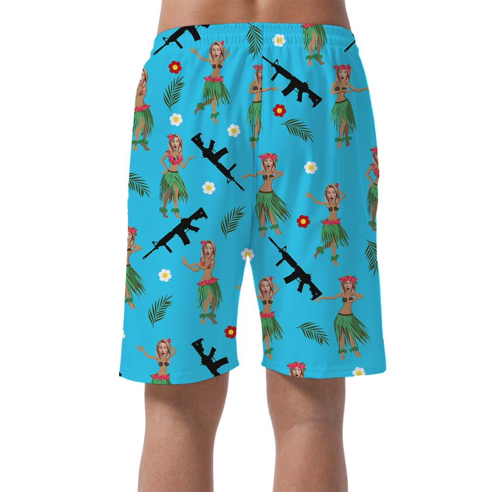 Hawaiian Face Tropical Gun Personalized Shorts Men