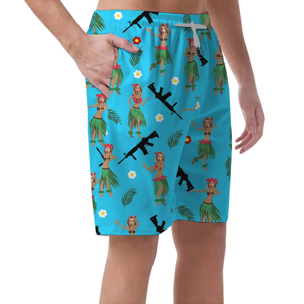 Hawaiian Face Tropical Gun Personalized Shorts Men