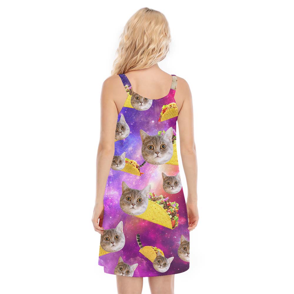 Custom Taco Cat Print Women's Cami Dress