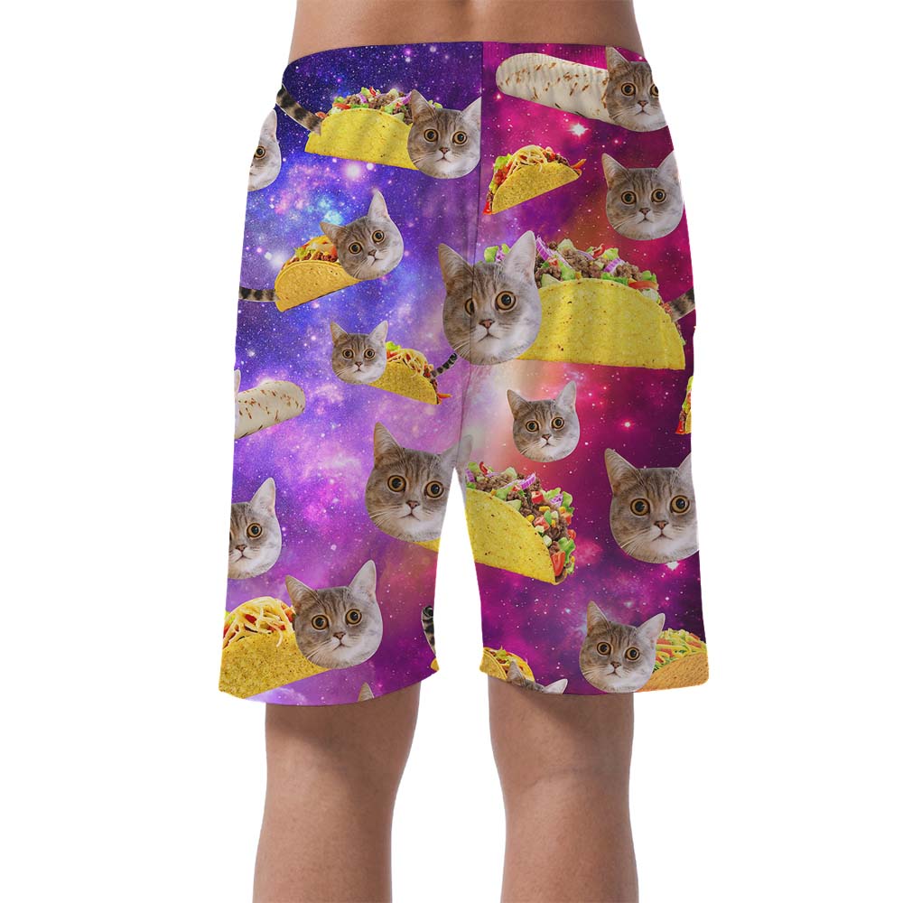 Custom Taco Cat Face Men's Hawaiian Shorts
