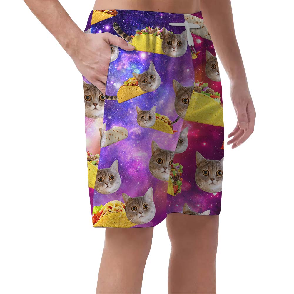 Custom Taco Cat Face Men's Hawaiian Shorts