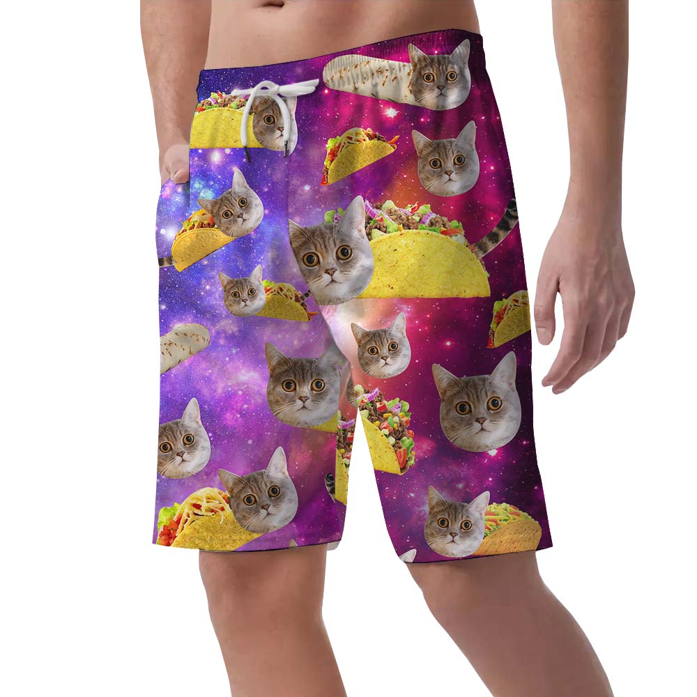 Custom Taco Cat Face Men's Hawaiian Shorts