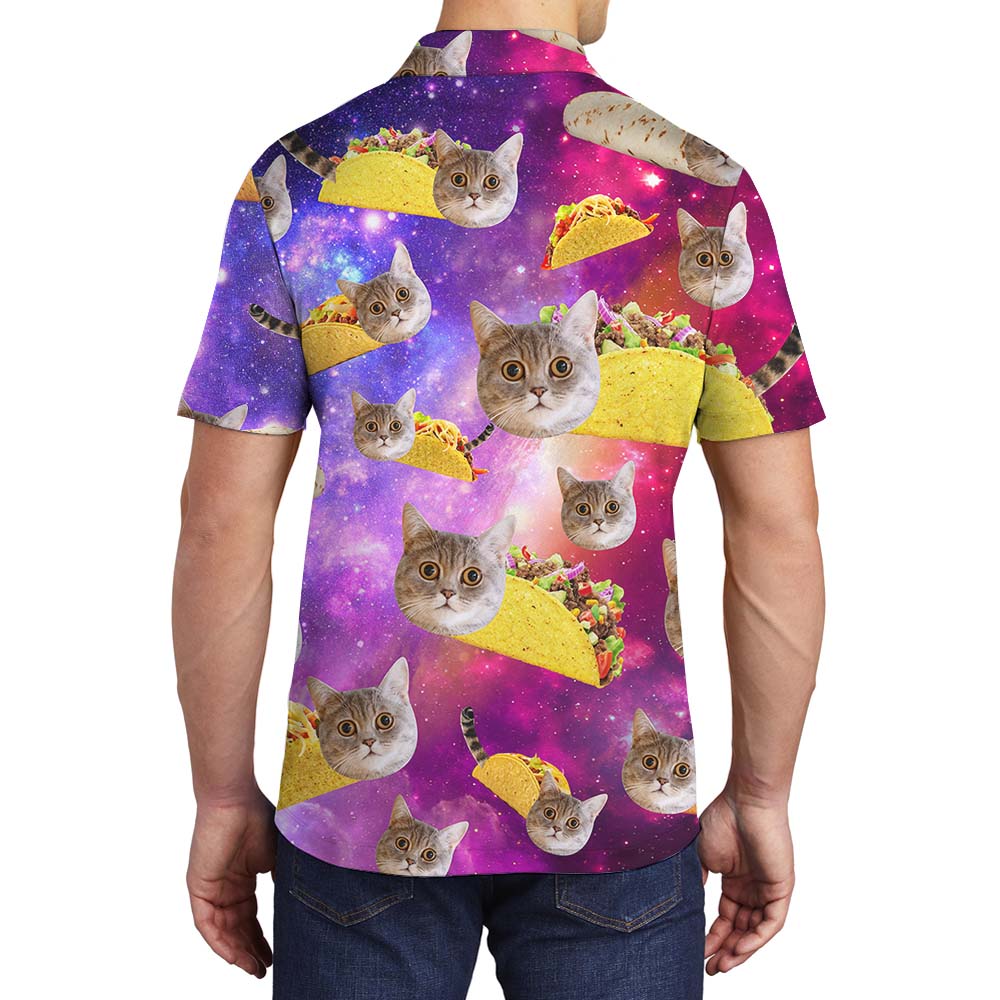 Custom Cat Face Taco Galaxy Men's Polo Shirt