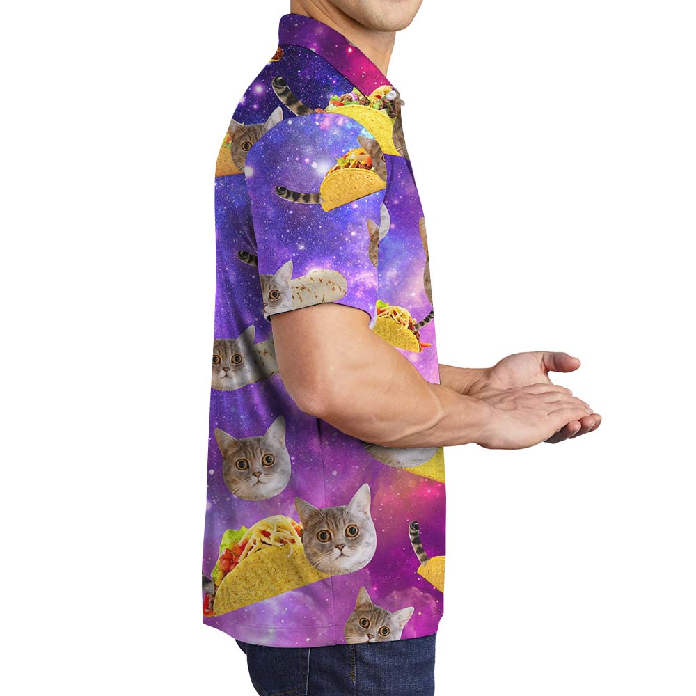 Custom Cat Face Taco Galaxy Men's Polo Shirt