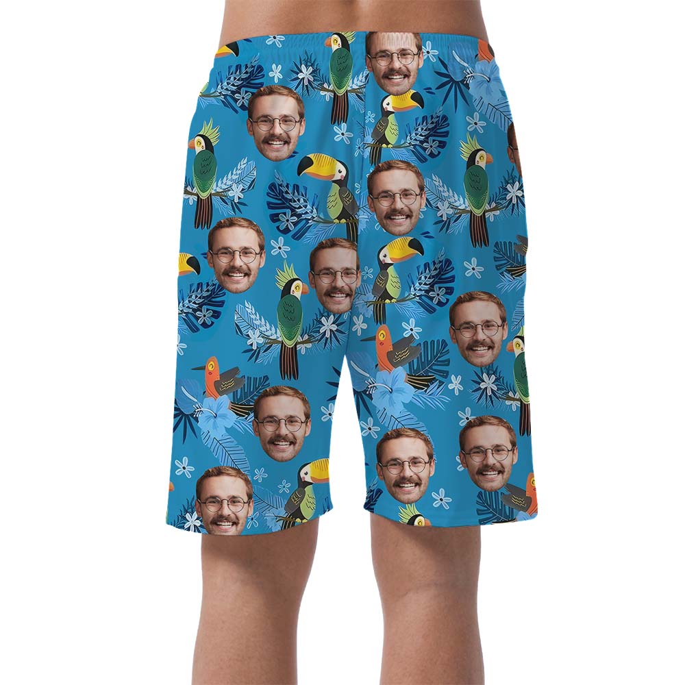 Custom Tropical Toucan Men's Shorts With Faces