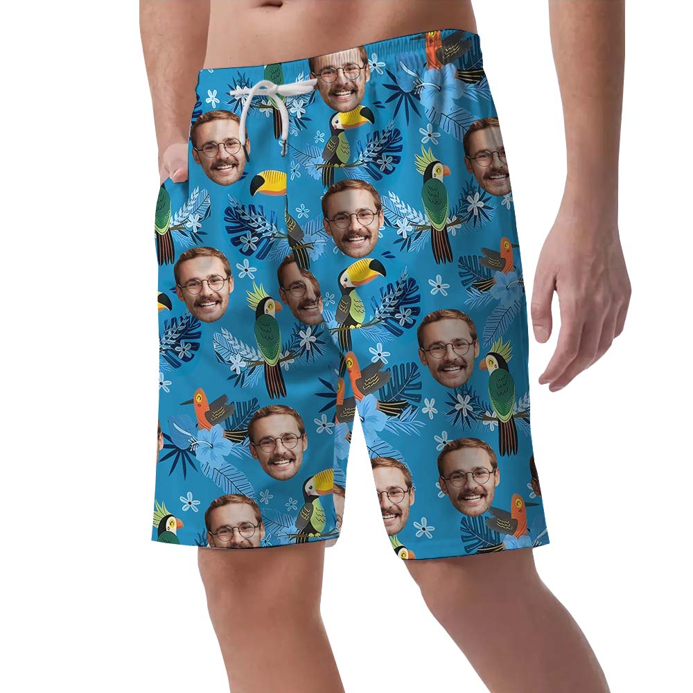 Custom Tropical Toucan Men's Shorts With Faces