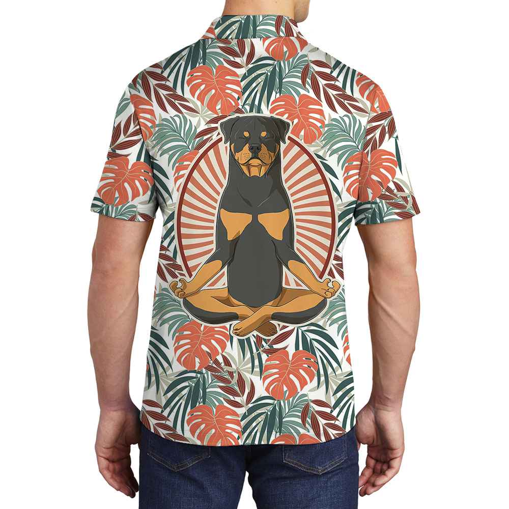 Yoga Dog Hawaiian Men Polo Shirt for Dog Lovers - variant image 1