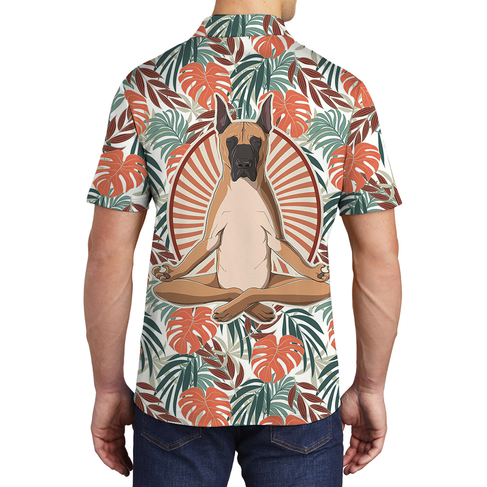 Zen Doggo Hawaiian Men Polo Shirt for Dog Lovers - variant image 1