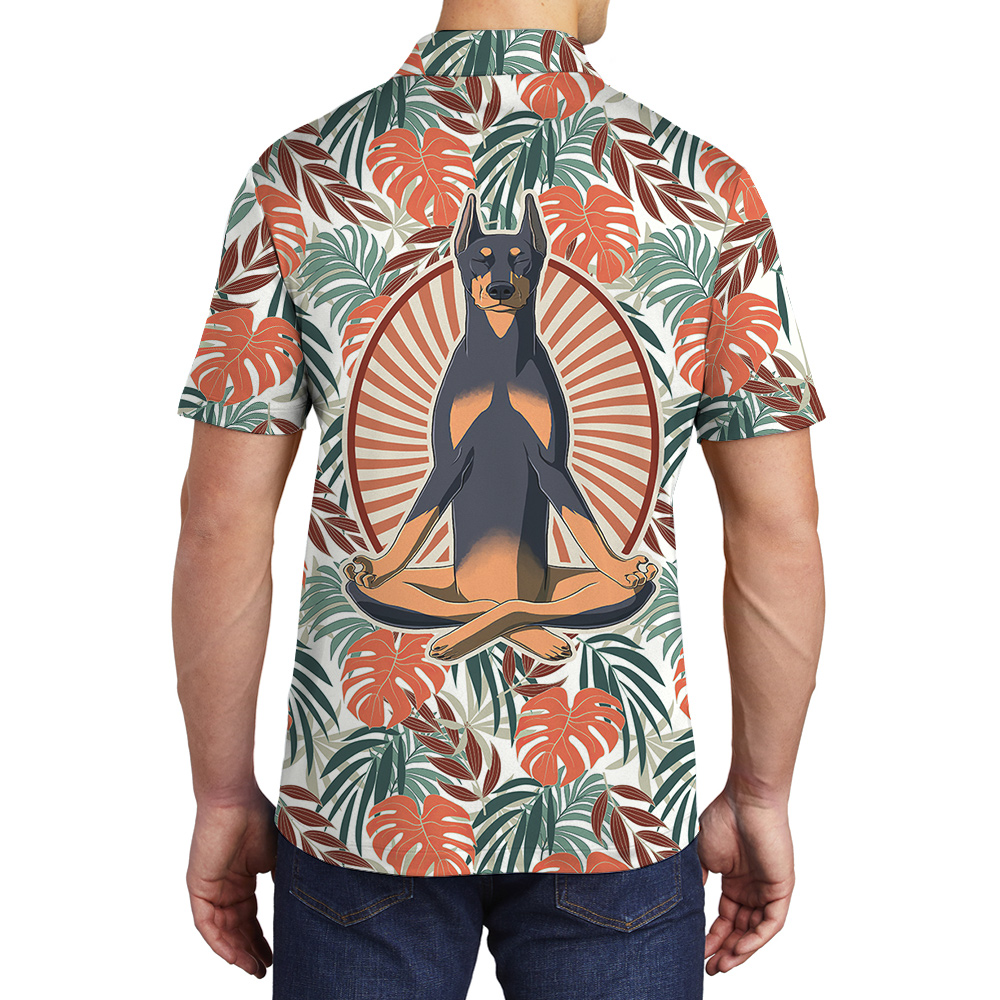 Mindful Doberman Hawaiian Men Polo Shirt for Dog Lovers - variant image 1