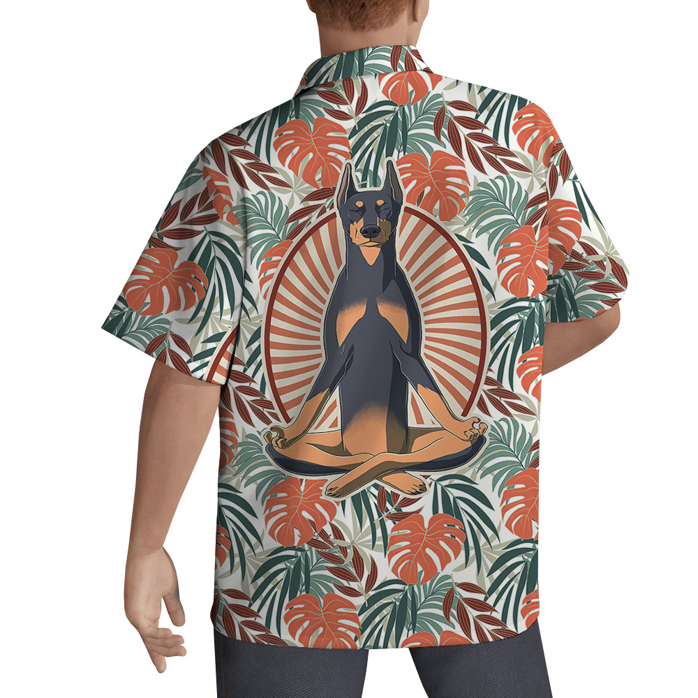 Graceful Doberman Hawaiian Men Shirt for Dog Lovers - variant image 1