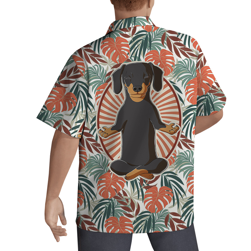 Yoga Dachshund Hawaiian Men Shirt for Dog Lovers - variant image 1