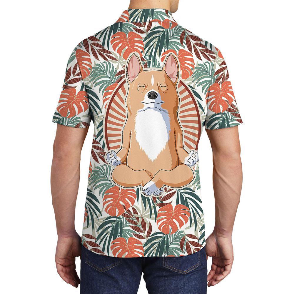 Mediating Corgi Hawaiian Men Polo Shirt for Dog Lovers - variant image 1