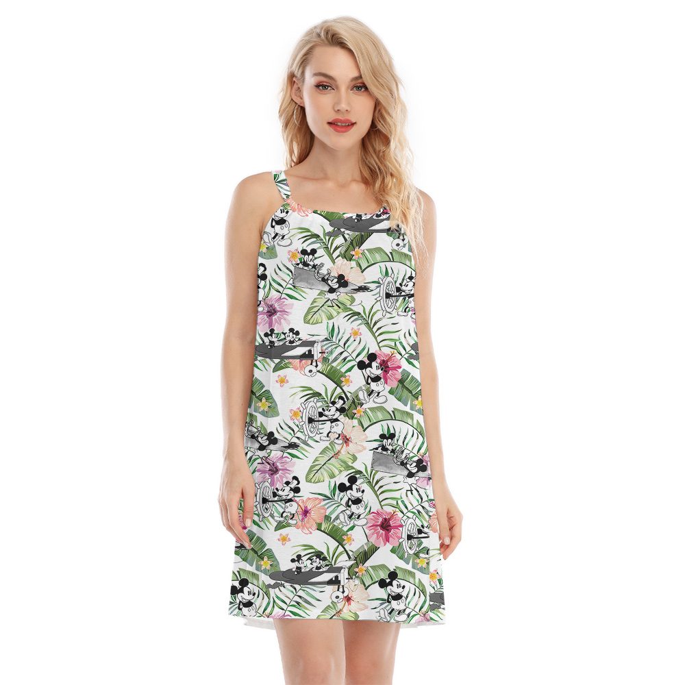 Tropical Hibiscus Steamboat Willie Mickey Hawaiian Cami Dress - variant image 1