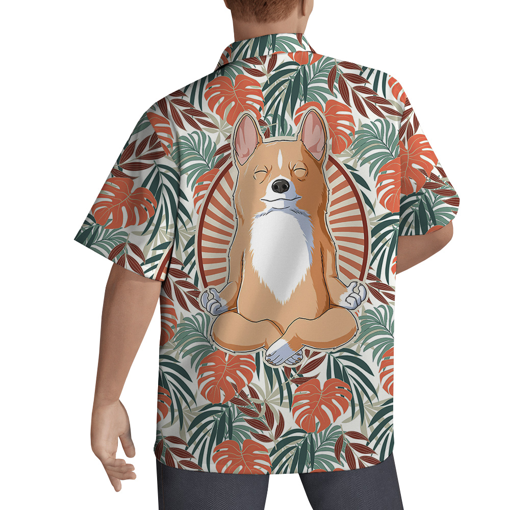 Zen Corgi Hawaiian Men Shirt for Dog Lovers - variant image 1