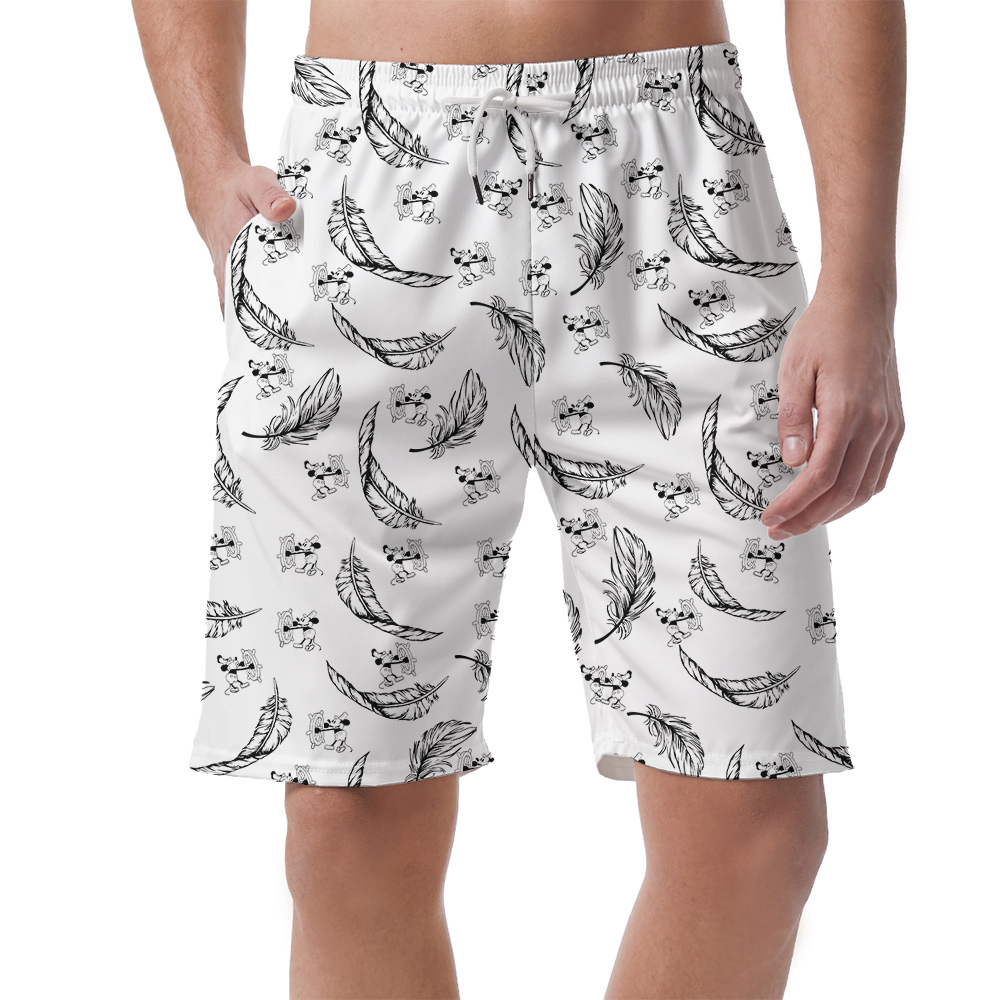 Funny Mickey Steamboat Willie Feather Classic Hawaiian Beach Shorts For Men - variant image 1