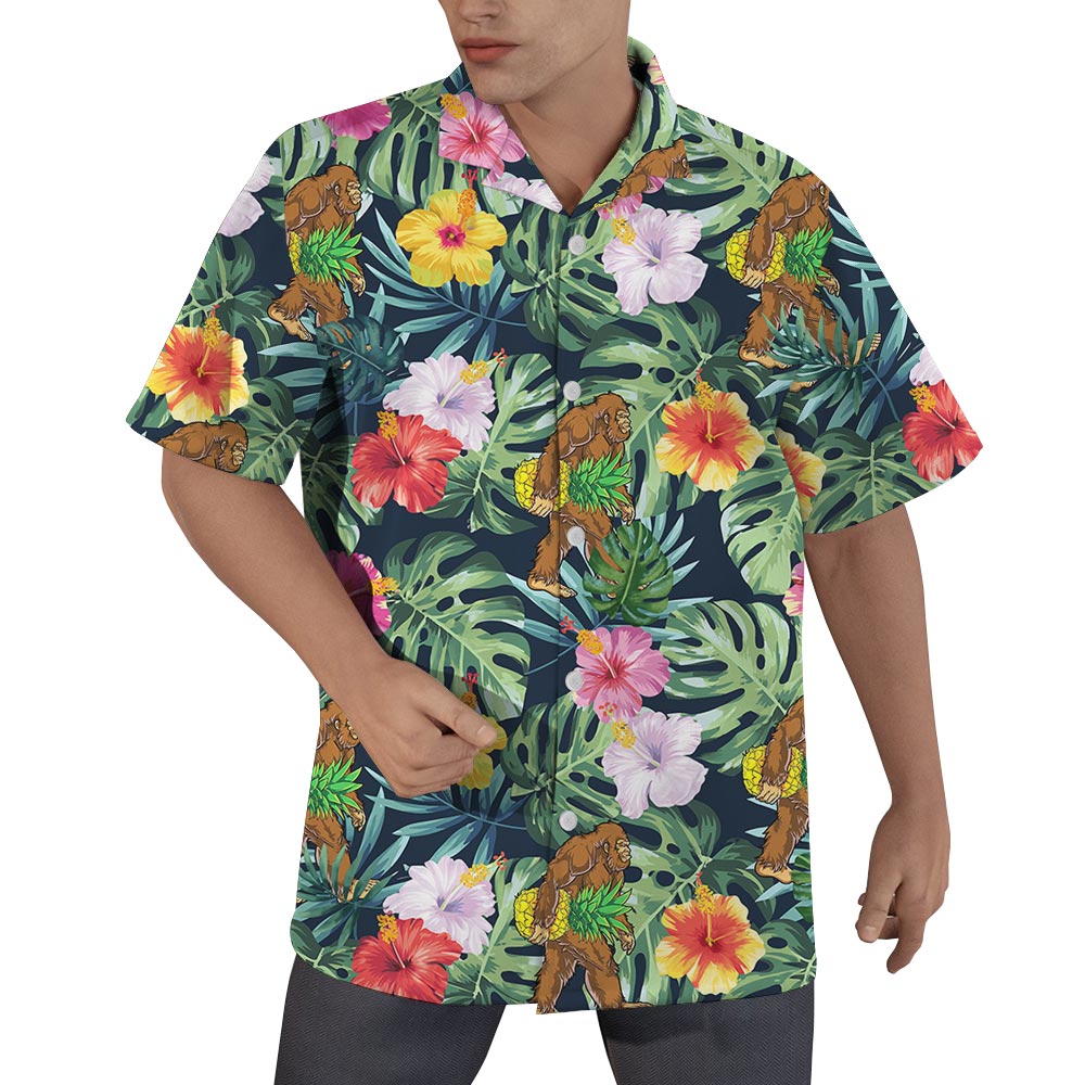Bigfoot Tropical Flower Hawaiian Shirt Men - variant image 1