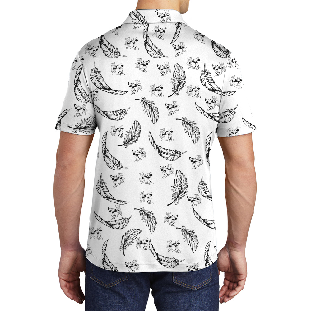 Feather Mickey Steamboat Willie Vintage Hawaiian Polo Shirt