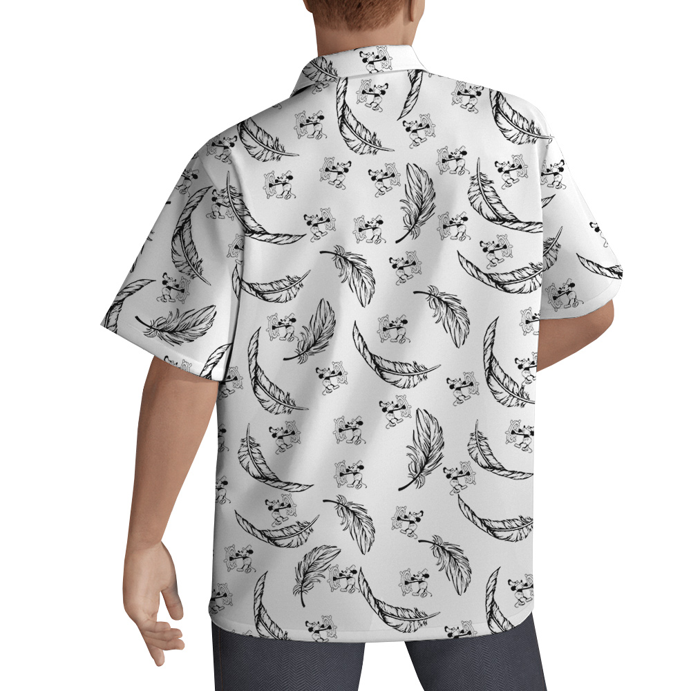 Mickey Steamboat Willie Vintage Feather Hawaiian Shirt