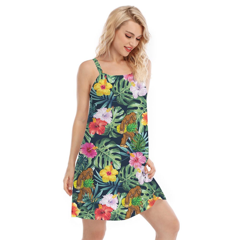 Tropical Hawaiian Cami Dress For Summer Vacation