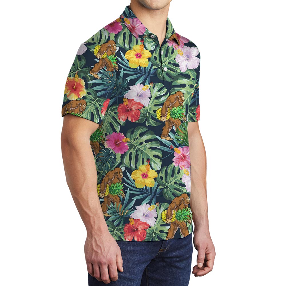 Bigfoot Tropical Summer Hawaiian Polo Men